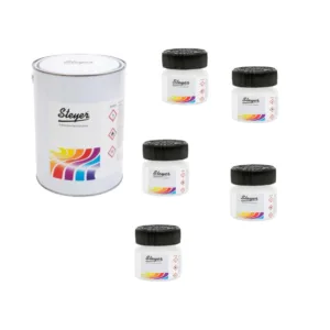 3L Brilliant White 2K Solvent Paint & 5 x 50ML 2K Paint Tinters Kit (Black,Red,Green,Yellow & Orange)