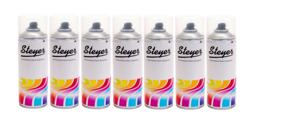 400ml Gloss Aerosol Spray Can This high Quality Steyer Direct Gloss Aerosol Spray Paint in a 400ml can with an adjustable nozzle fan spray, gives a perfect finish. Prized by trade professionals, this automotive paint solution gives you an excellent colour match on your vehicle and a high gloss finish with no lacquer required. It’s tough, durable and non-yellowing. Steyer recommends that two or three coats be applied over cellulose primer or 2-pack acrylic primers, leaving at least 10 minutes between coats. The paint will be air dry at 20°C after 30 minutes, service dry after 24 hours. This Enamel Aerosol spray product is just one of more than 20,000 paint products produced by Steyer, manufactured in Somerset and distributed across the UK, for use in the automotive and refinishing markets. Our paint products are available to order directly from us online. Simply add your chosen product to your shopping basket and proceed through our easy, secure checkout system for quick delivery anywhere in the UK. If you have any questions or need advice about any of our products, don’t hesitate to contact us. HIGH GLOSS FAST DRYING EXCELLENT COLOUR MATCH ADJUSTABLE SPRAY PATTERN SUPERB COVERAGE USED BY TRADE & DIY 400ML JUMBO CAN SPRAY GUN FINISH TOUGH & DURABLE COATING ONLY 2 COATS REQUIRED UV RESISTANT BULK DISCOUNTS AVAILABLE RAPID THROUGHPUT TIME 5 STAR PRODUCT This product is for professional use only. If you have any queries contact our dedicated sales team who will be only too happy to help and share their passion for paint.